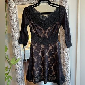 Free People, Black Elegant Lace Dress